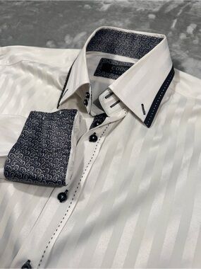 COOGI Classic Men XL 17 Dress Shirt Stripe Classy Modern Contemporary Top